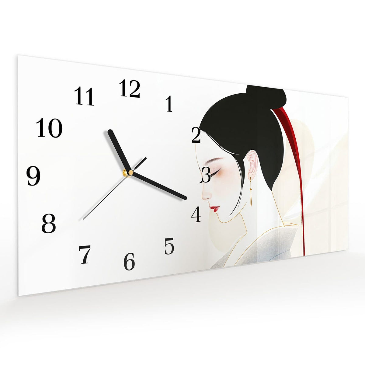 Vormontiert – mit Schwebeeffekt – Wanduhr Stilvolle Abstraktion aus Glas – Querformat 60 × 30 cm