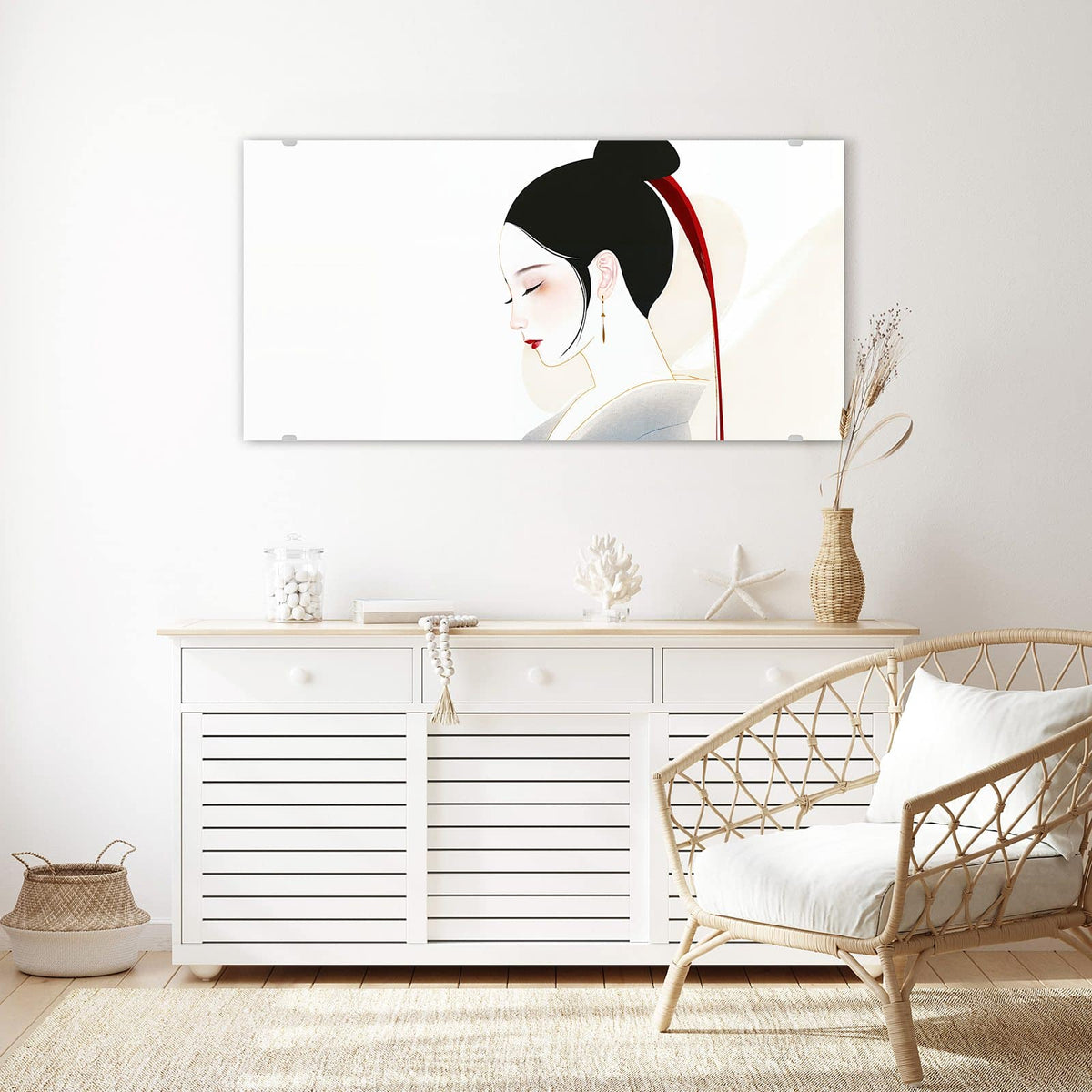 Echtglas, 4 mm – kein Acryl, keine Folie – Wandbild - Profil mit rotem Band - Querformat