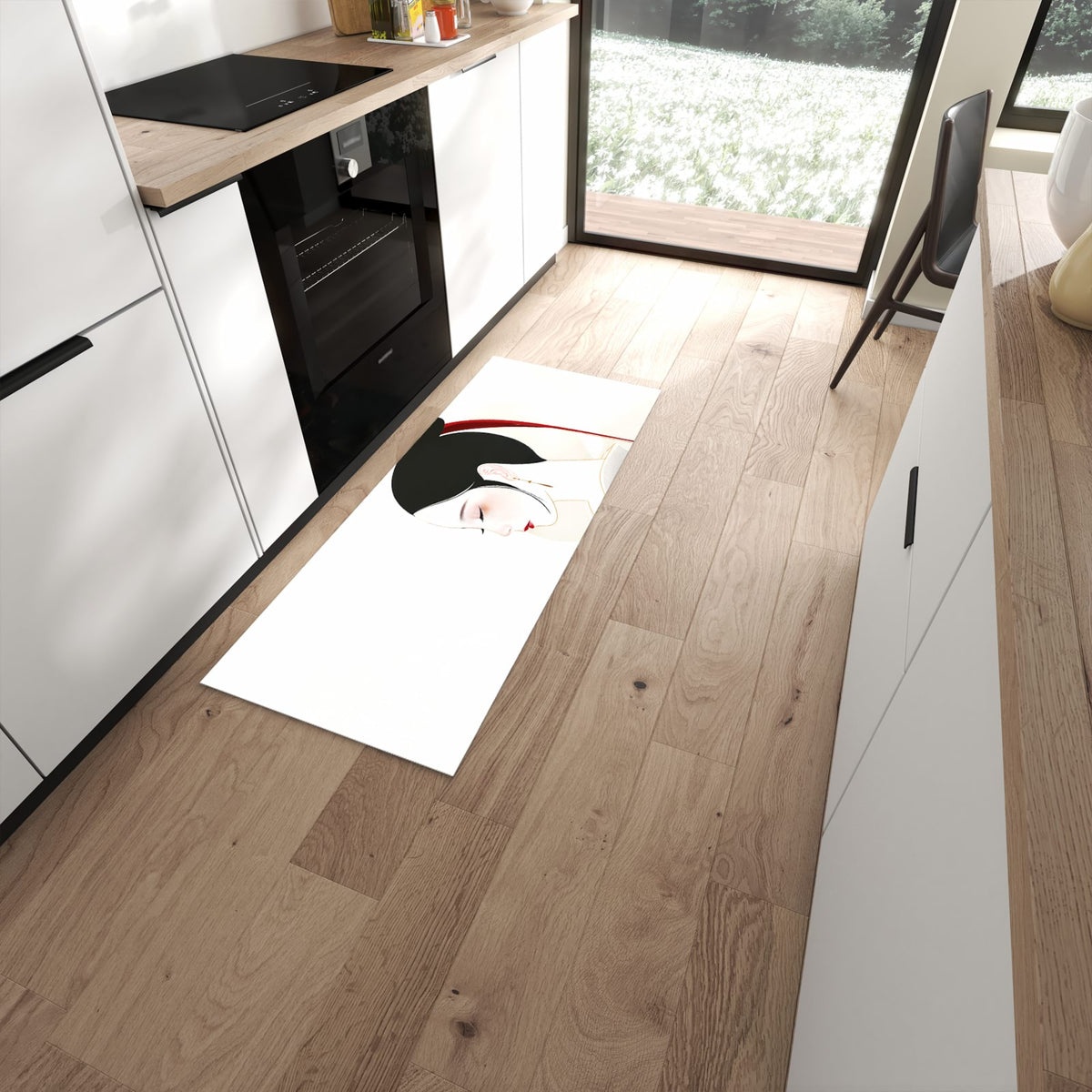 Waschbarer Küchenläufer mit Motiv Stilvolle Abstraktion für Ordnung in moderner Küche #grösse_60 x 150 cm