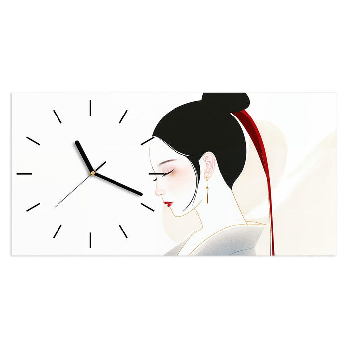 Wanduhr Stilvolle Abstraktion aus Glas – Querformat 60 × 30 cm mit Ziffernblatt Linie