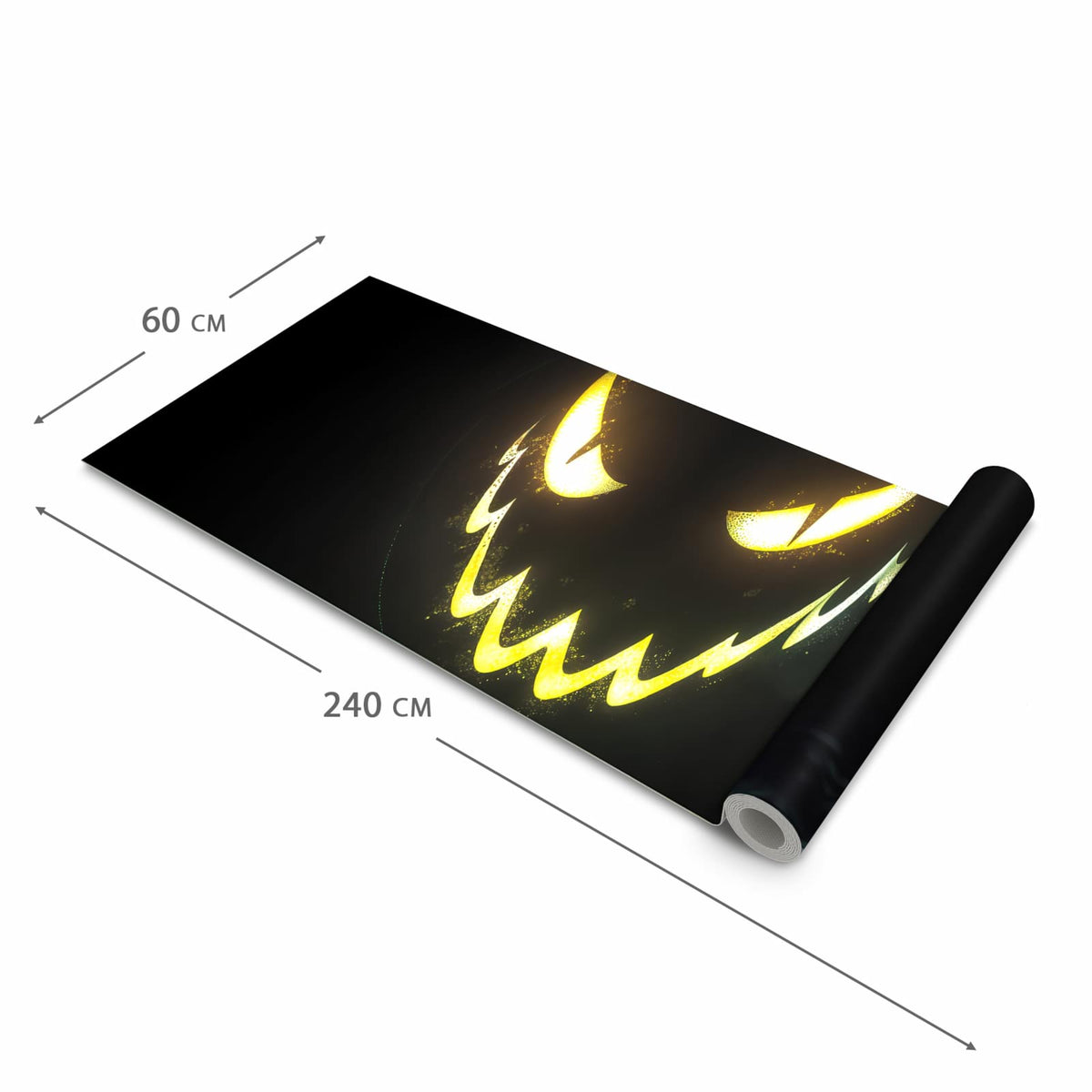 Feuchtigkeitsresistenter dünner Küchenteppich mit Motiv Leuchtender Kürbis in der Grösse 60x150 cm