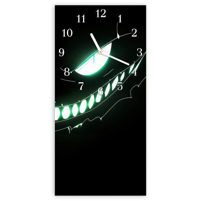 Wanduhr Grinsendes Gesicht aus Glas – Hochformat 30 × 60 cm mit Ziffernblatt Klassisch