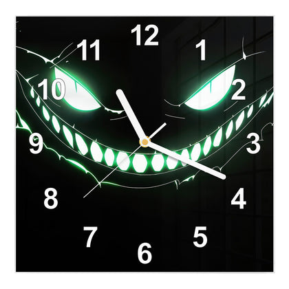 Wanduhr Quadratisch mit dem Motiv Leuchtendes Grinsen