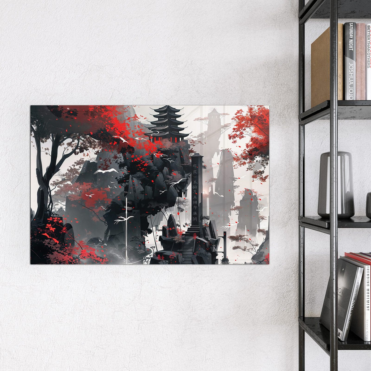 9 Größen – von 30 × 30 bis 120 × 90 cm – Magnettafel - Pagode im roten Laub