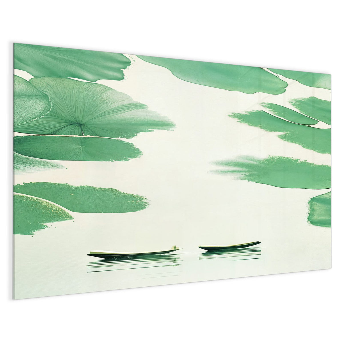 4 mm Glas statt lackiertem Blech – Magnettafel - Boote zwischen Seerosen