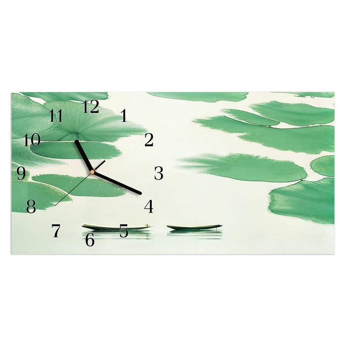 Wanduhr Boote auf dem See aus Glas – Querformat 60 × 30 cm mit Ziffernblatt Klassisch
