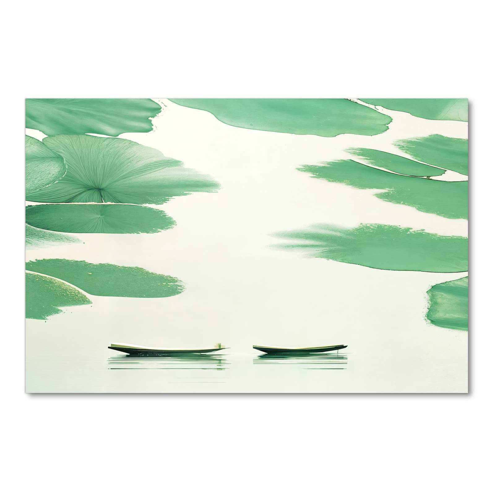 Waschbarer rutschfester Küchenteppich mit Motiv Boote auf dem See in Frontansicht