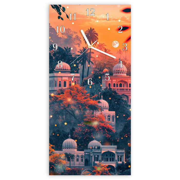Wanduhr Traumhafter Tempel aus Glas – Hochformat 30 × 60 cm mit Ziffernblatt Klassisch