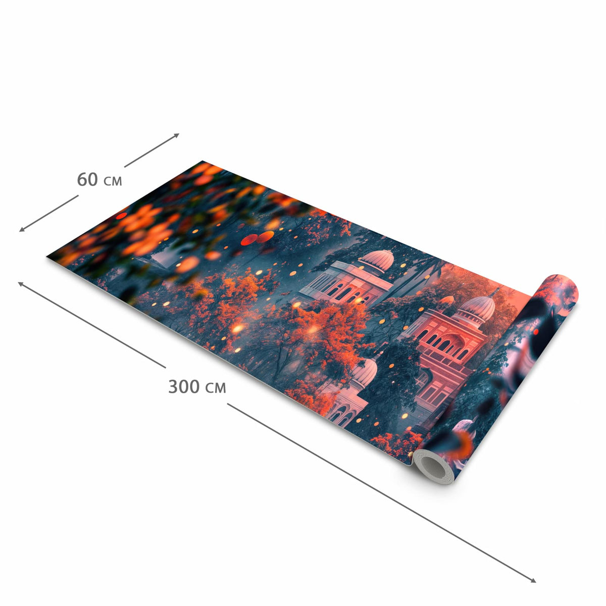 Farbbeständiger rutschfester Küchenteppich mit Motiv Traumhafter Tempel in der Grösse 90x240 cm