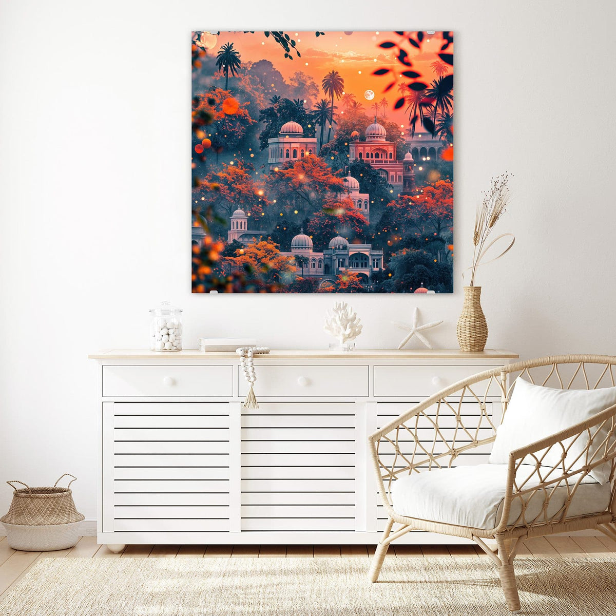 Echtglas, 4 mm – kein Acryl, keine Folie – Wandbild - Orientalischer Palast - Quadratisch