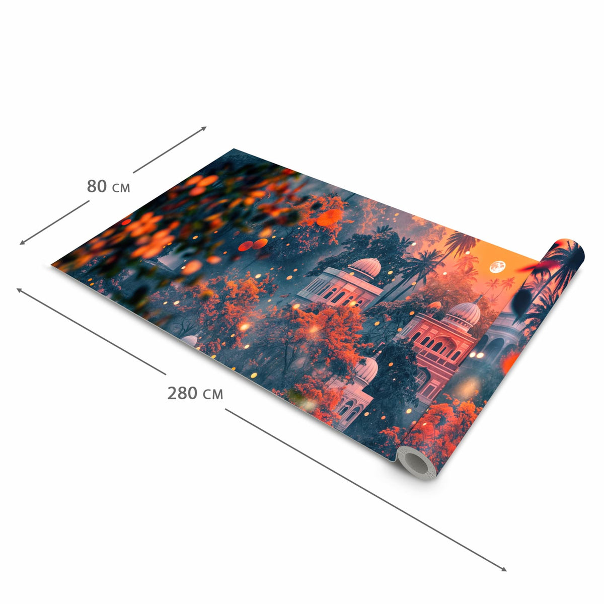 Geräuschdämpfender waschbarer Küchenläufer mit Motiv Traumhafter Tempel in der Größe 90x240 cm