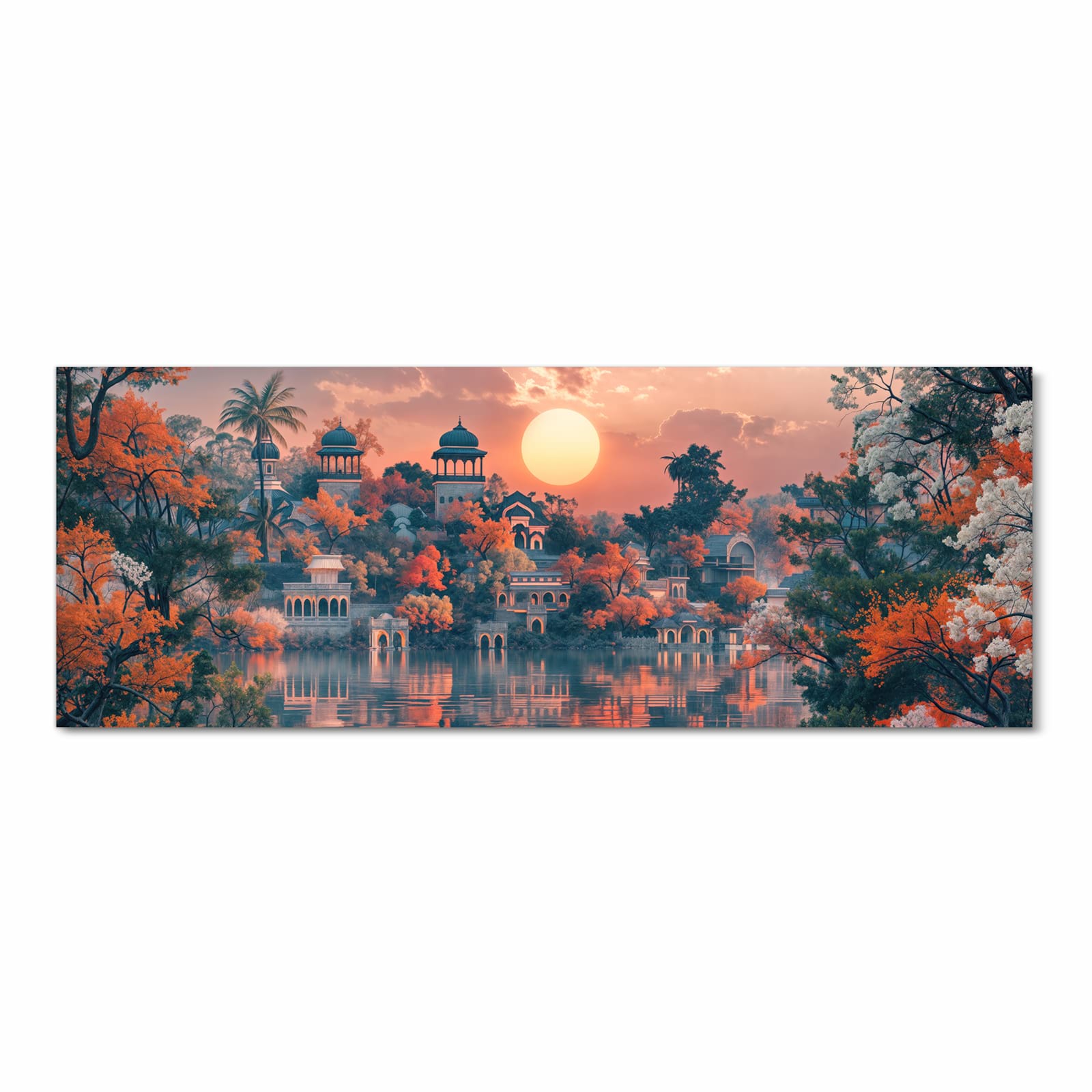 Zeitsparender Küchenteppich mit Motiv Sonnenuntergangspalast in Frontansicht