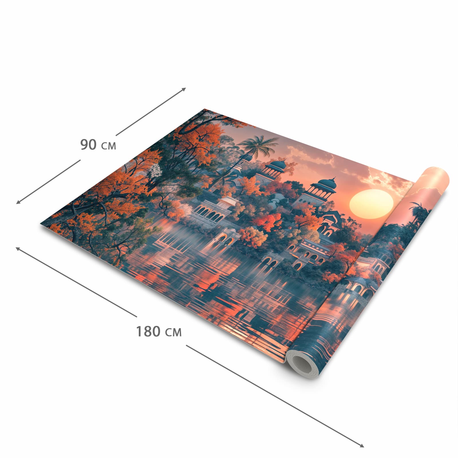 Waschbarer Küchenteppich mit Motiv Sonnenuntergangspalast in der Grösse 90x240 cm