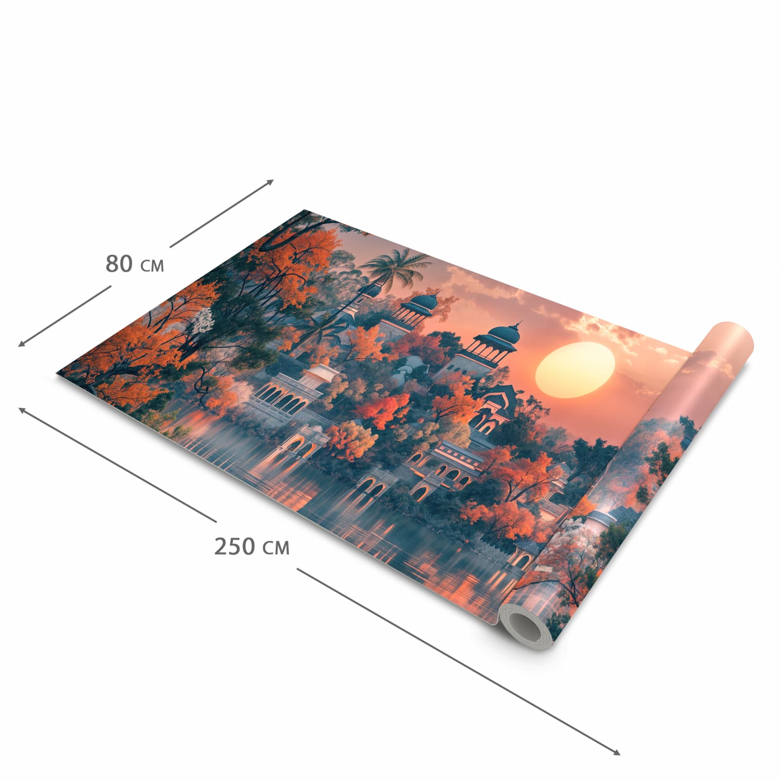 Komfortabler Bodenläufer mit Motiv Sonnenuntergangspalast in der Grösse 90x240 cm