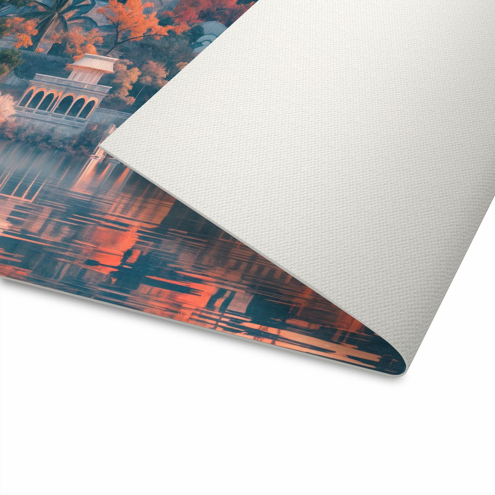 Feuchtigkeitsresistenter Küchenläufer mit Motiv Sonnenuntergangspalast für die Unterseite