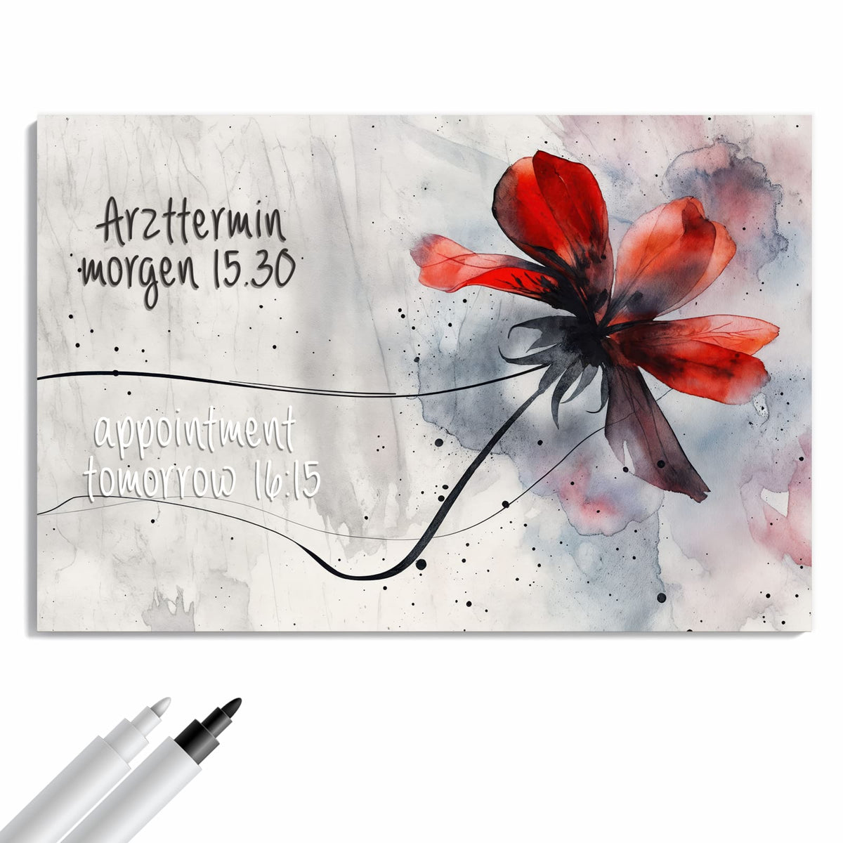 Beschreiben, abwischen, anheften – Metall Magnettafel - Abstrakte Blüte