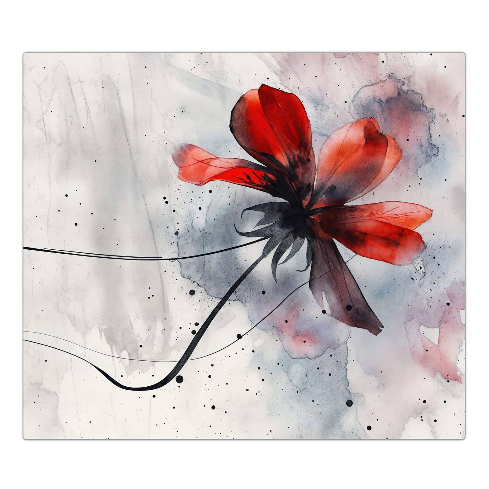 1-teilige Herdabdeckplatte aus Glas mit Abstrakte Blüte-Motiv in der Frontansicht #grösse_1-Teilig (60x52cm)