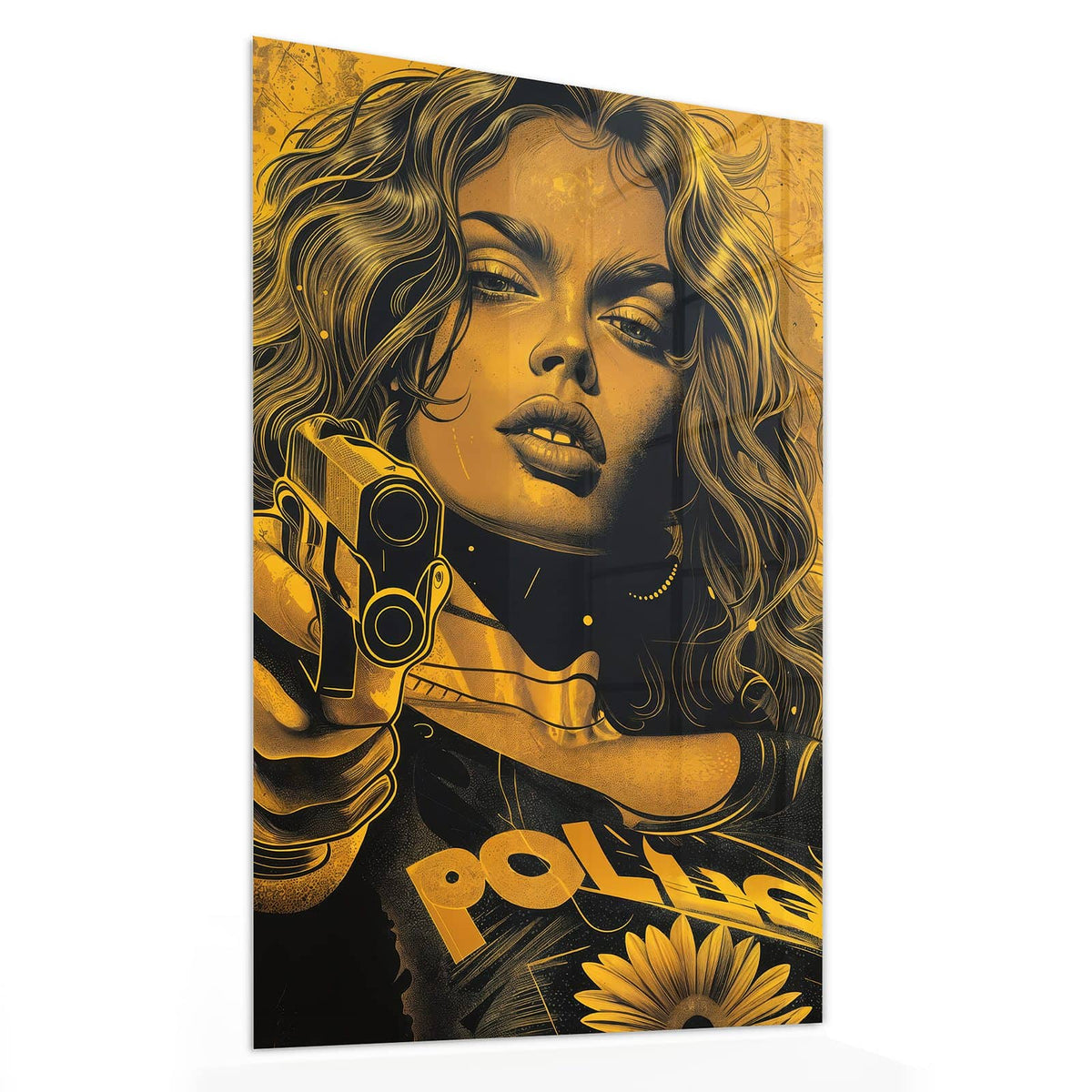 11 Größen – von 30 × 60 bis 60 × 150 cm – Wandbild - Pop Art Frau in Gelb - Hochformat