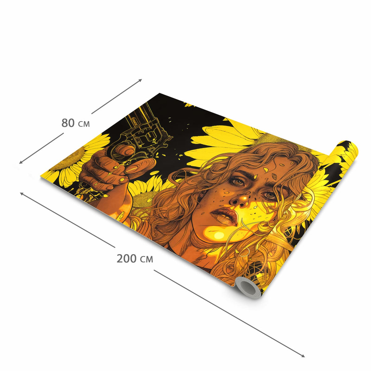 UV-beständiger Küchenläufer mit Motiv Sonnenblumenmädchen in der Grösse 90x180 cm