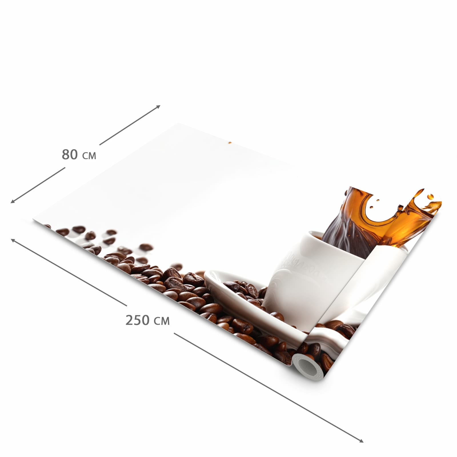 Formstabiler rutschfester Küchenteppich mit Motiv Kaffeespritzer in der Grösse 60x150 cm