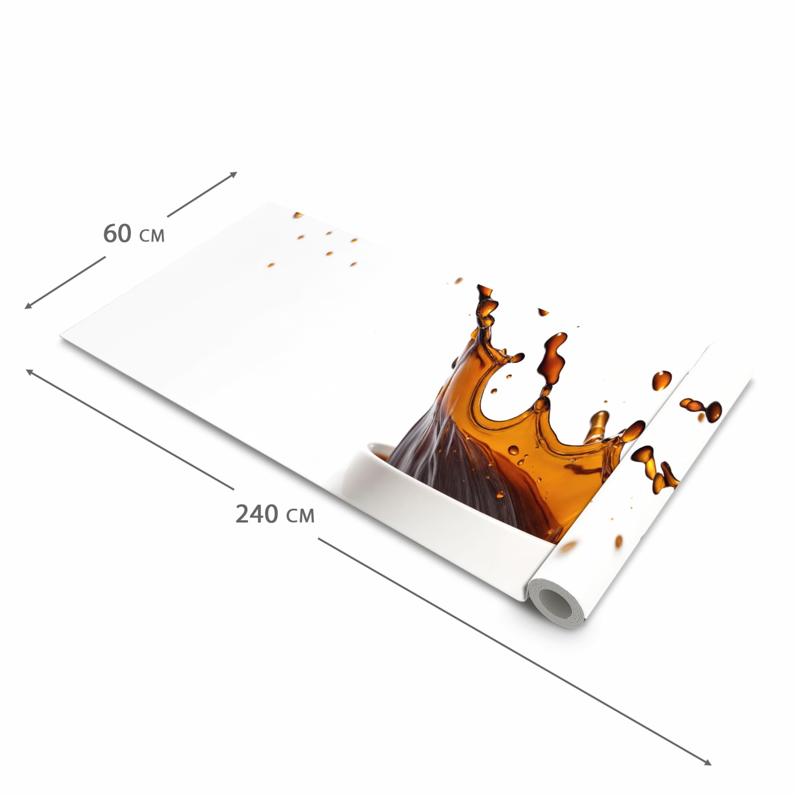Feuchtigkeitsresistenter dünner Küchenteppich mit Motiv Kaffeespritzer in der Grösse 60x150 cm