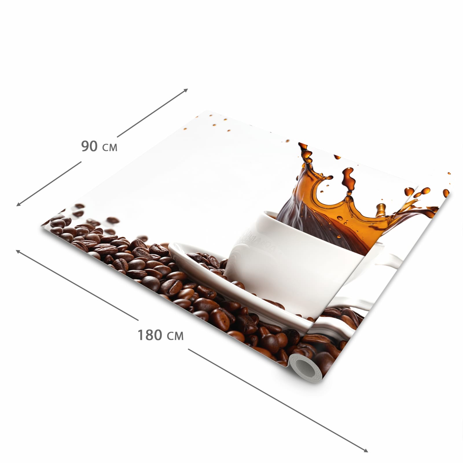 Geräuschdämpfender Küchenteppich mit Motiv Kaffeespritzer in der Grösse 60x150 cm