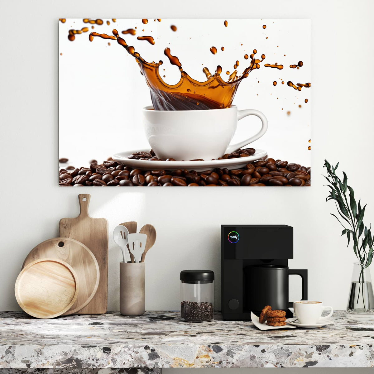Metall Magnettafel - Kaffeespritzer – Kaffee spritzt aus weißer Tasse