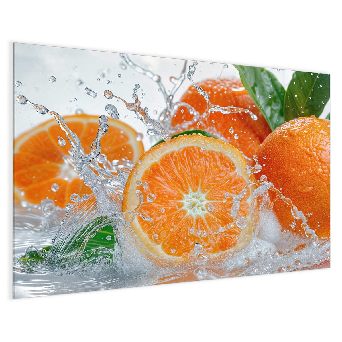 4 mm Glas statt lackiertem Blech – Magnettafel - Orangen im Wasser