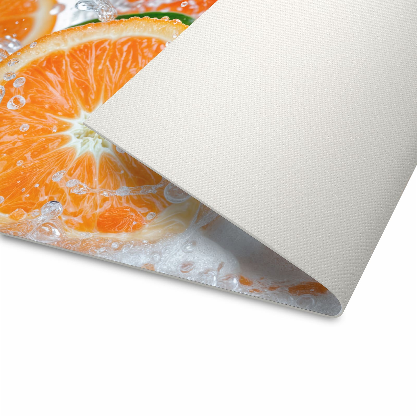 Hygienischer Läufer Küche mit Motiv Spritzige Orangen in moderner Küche