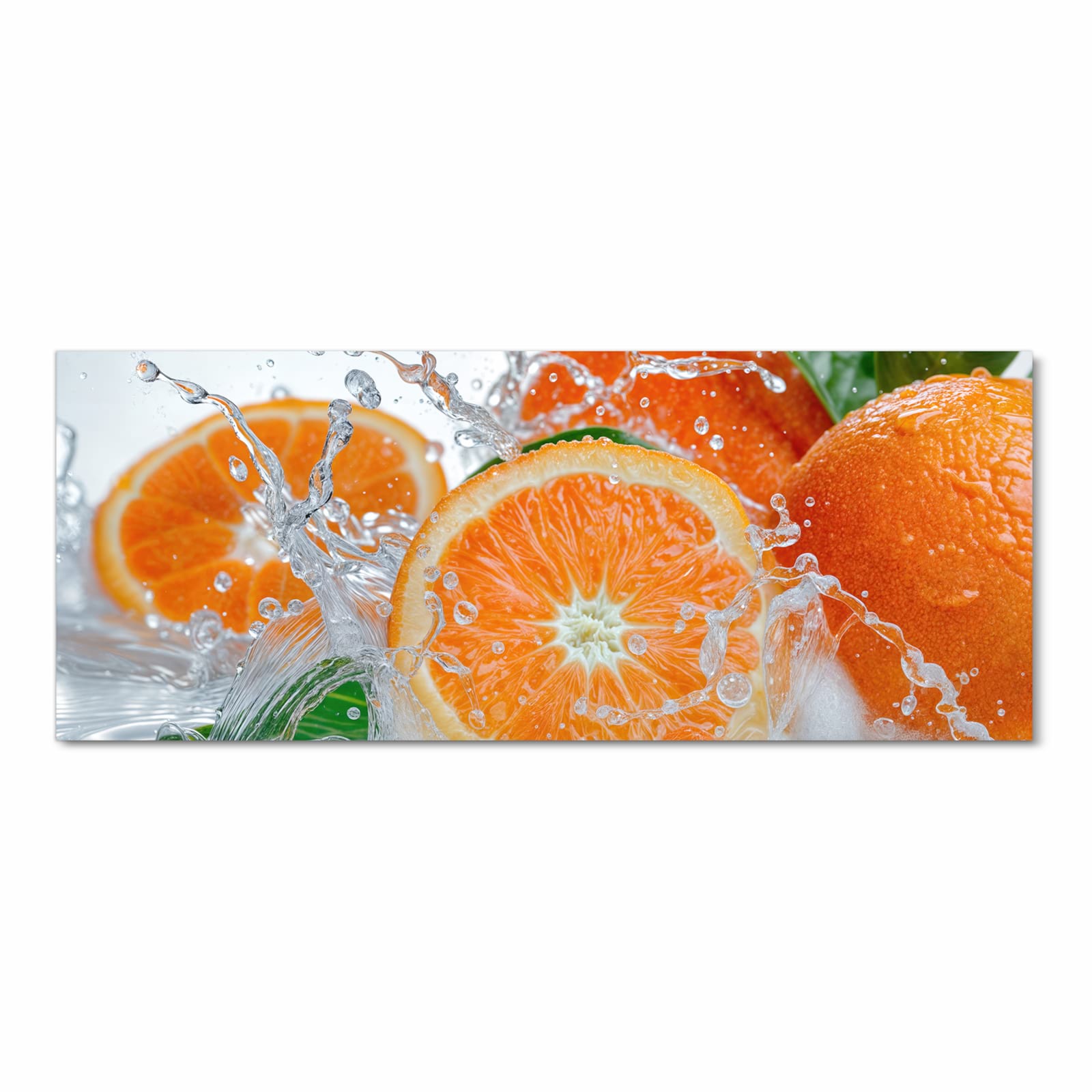 Rutschfester Küchenläufer nach Maß mit Motiv Spritzige Orangen in Frontansicht