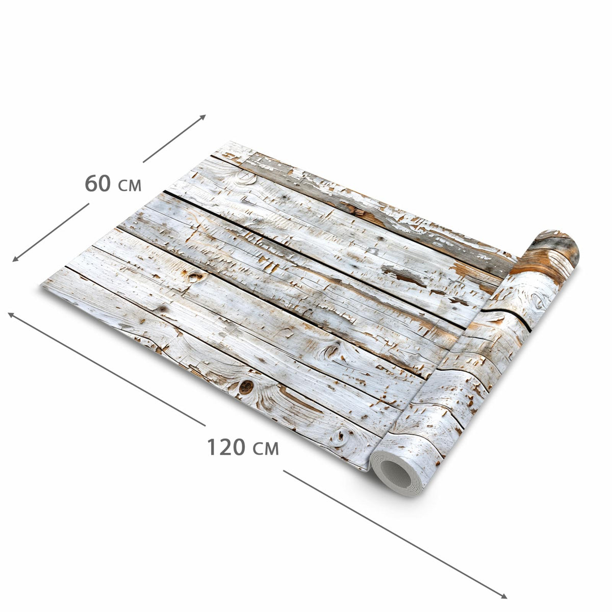 Waschbarer rutschfester Küchenläufer mit Motiv Holzbretter von Verwitterte in der Grösse 80x280 cm