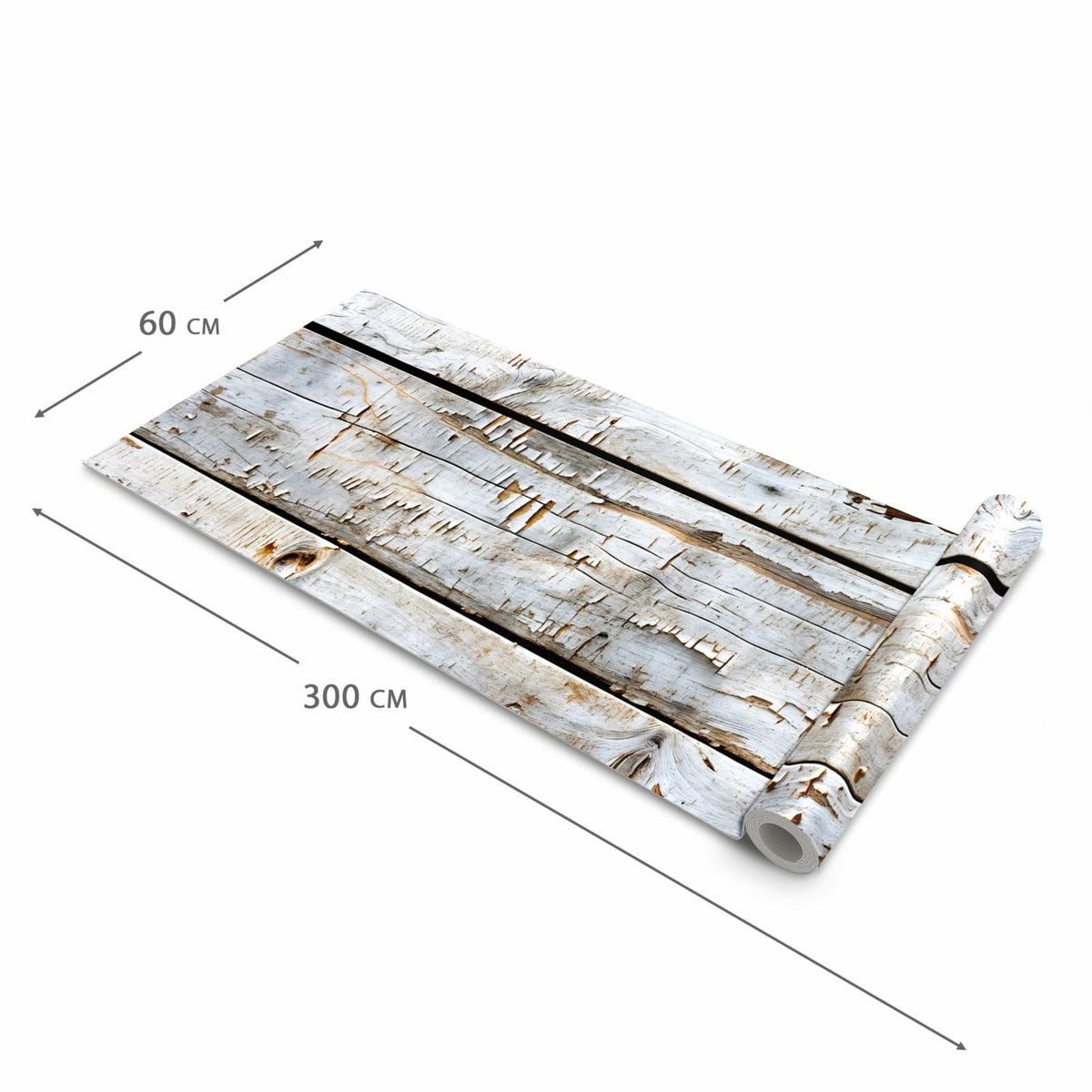 Waschbarer Küchenteppich mit Motiv Holzbretter von Verwitterte in der Größe 80x280 cm