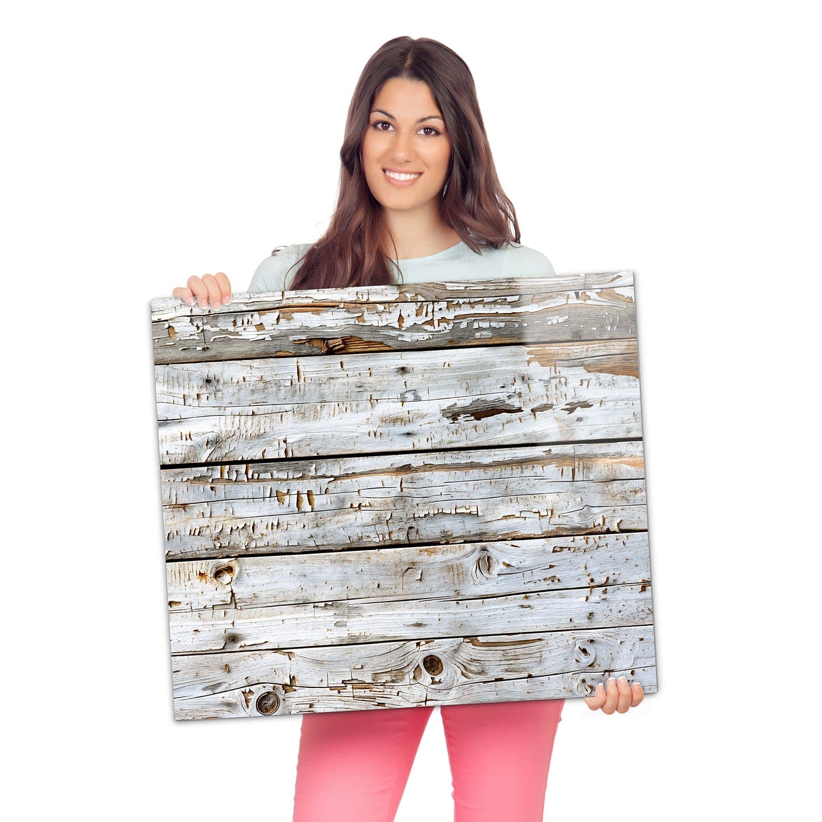 Herdabdeckplatten für Ceranfeld mit Weiße Holzpatina-Motiv wird zur Größendarstellung gehalten