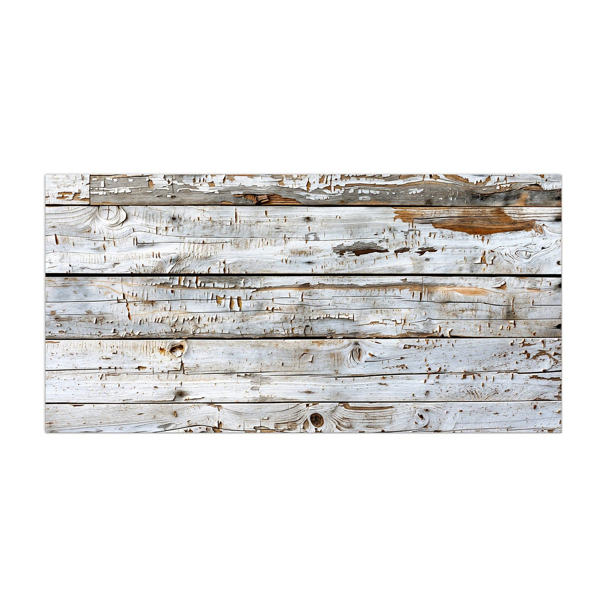 Küchenrückwand aus Glas Weiße Holzpatina im Hochformat, Motiv bildfüllend von vorn
