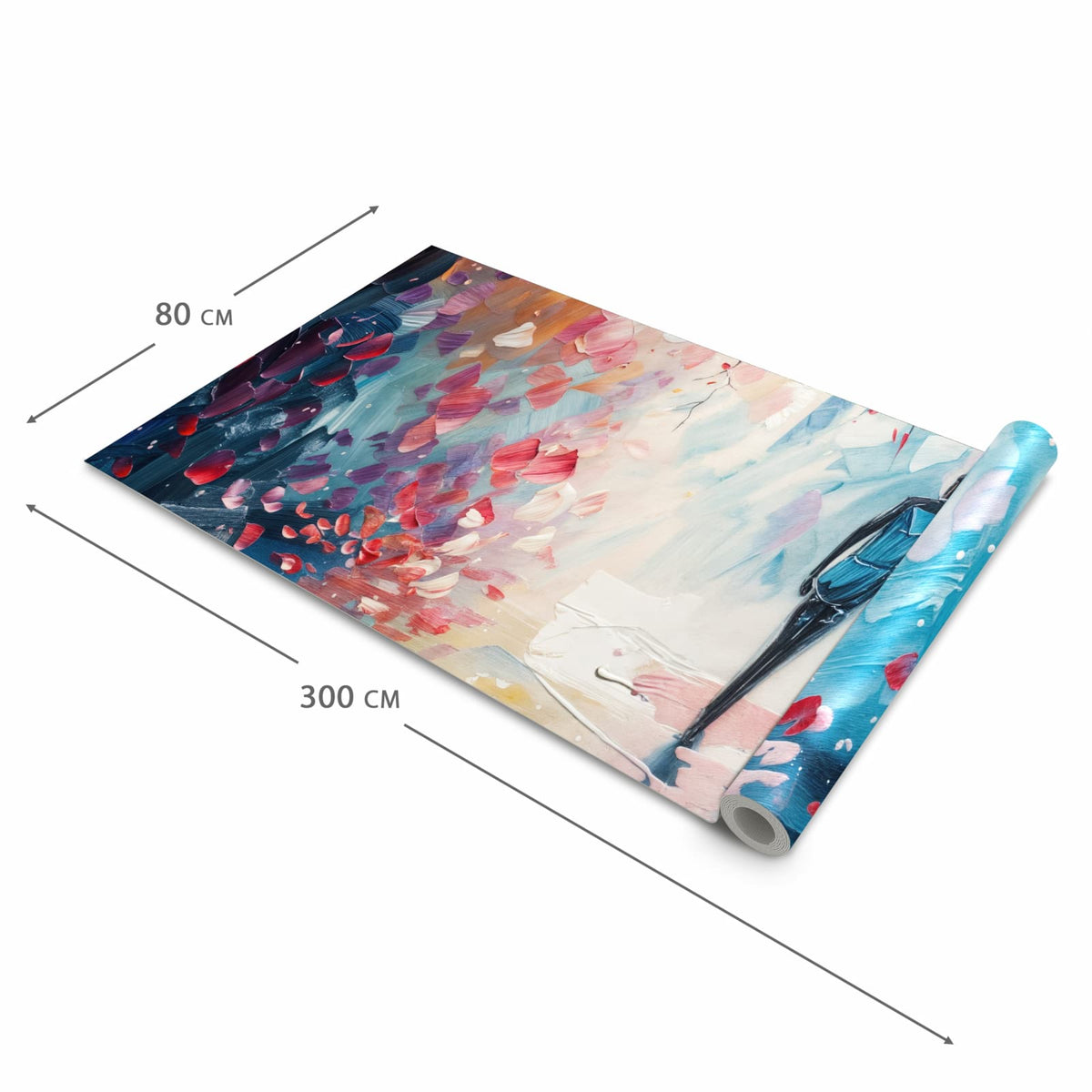 Flacher rutschfester Küchenläufer mit Motiv Herbstlicher Spaziergang in der Grösse 80x280 cm
