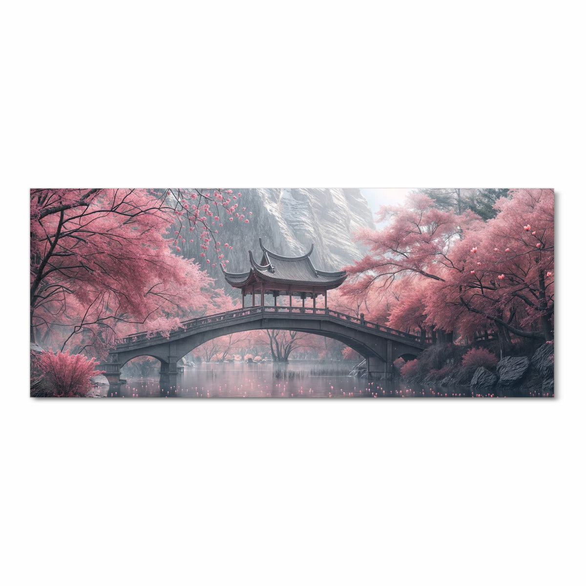 Komfortabler Küchenteppich mit Motiv Japanischer Garten in Frontansicht für angenehmes Stehen
