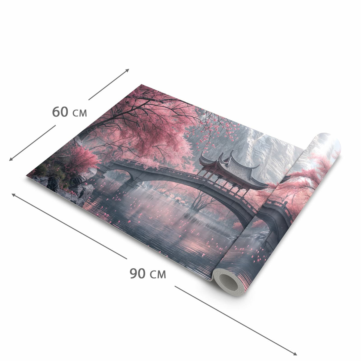 Geruchsneutraler waschbarer Küchenläufer mit Motiv Japanischer Garten in der Grösse 80x250 cm