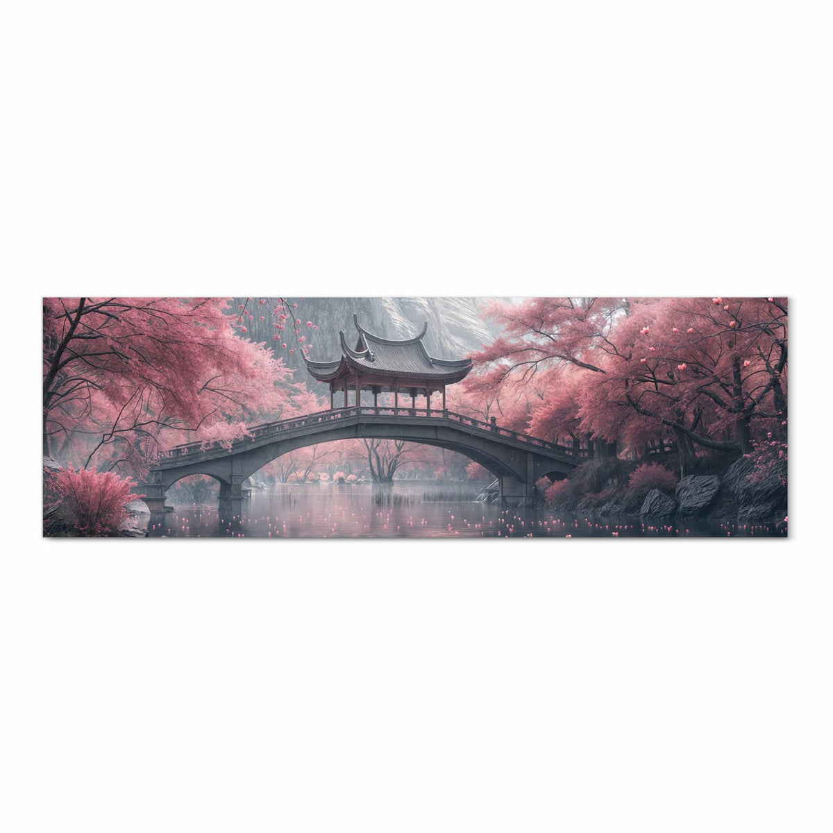 Flacher Küchenteppich mit Motiv Japanischer Garten in Frontansicht