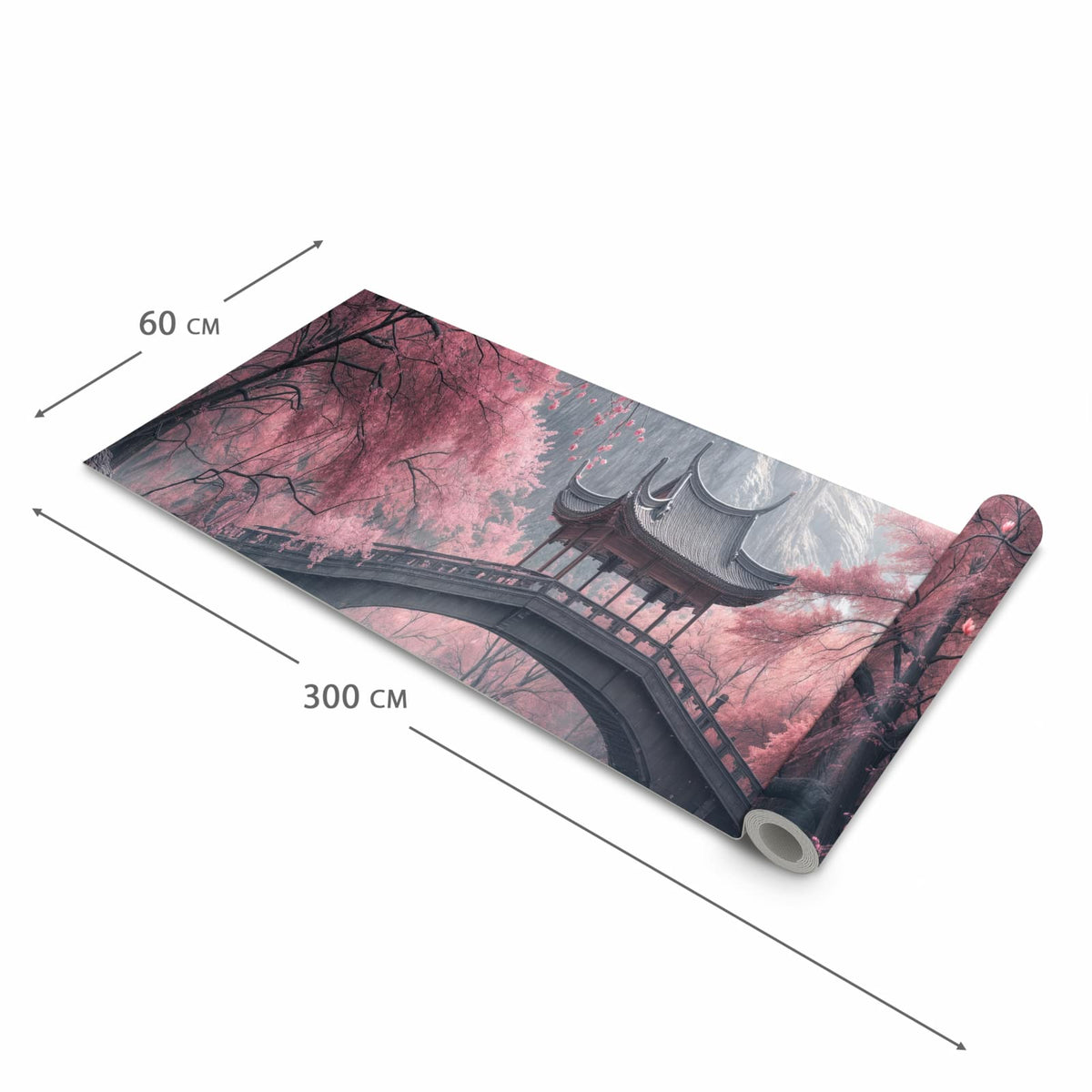 Schmutzabweisender Teppichläufer für die Küche mit Motiv Japanischer Garten in der Grösse 80x250 cm