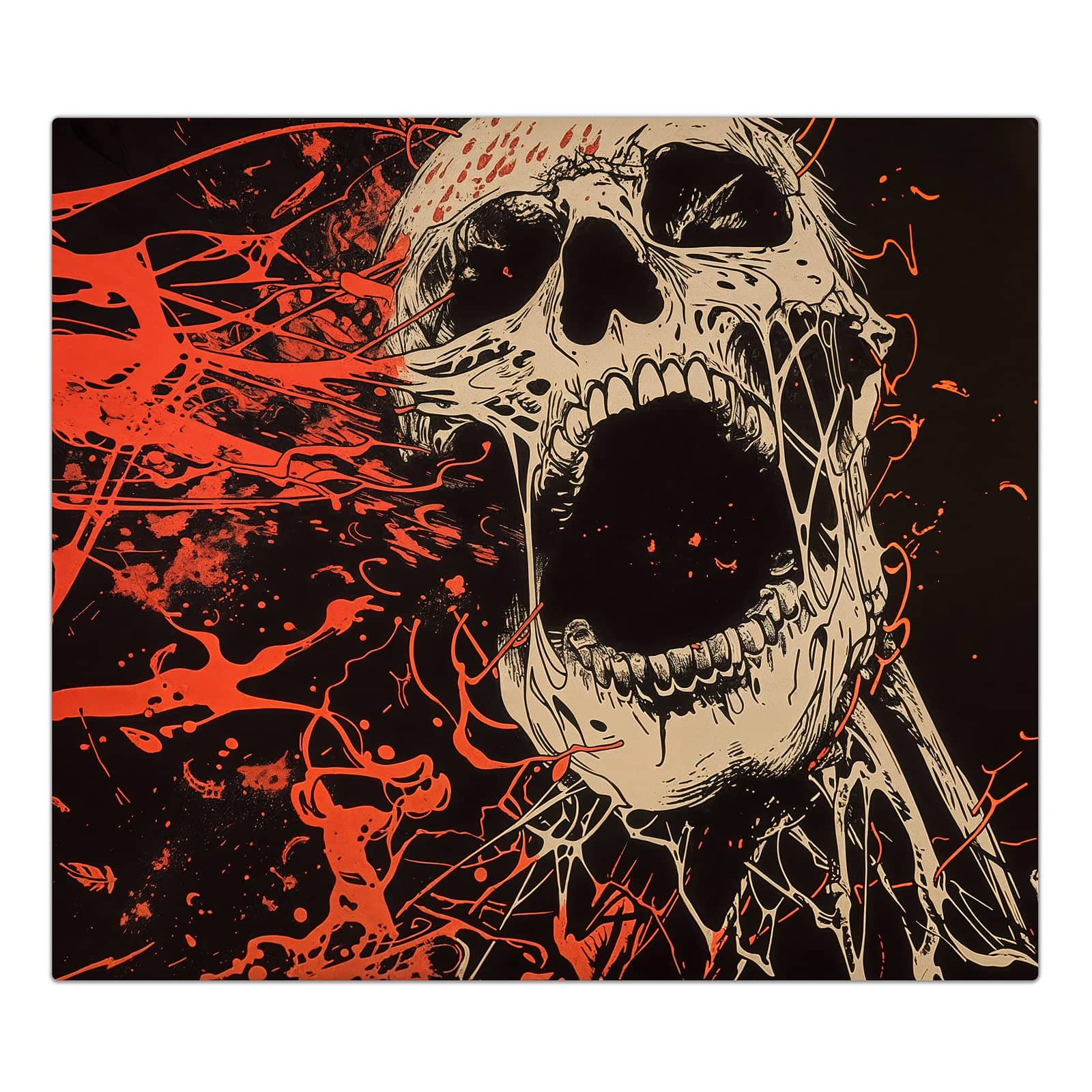 1-teilige Herdabdeckplatten für Ceranfeld mit Schreiender Schädel-Motiv in der Frontansicht #grösse_1-Teilig (60x52cm)