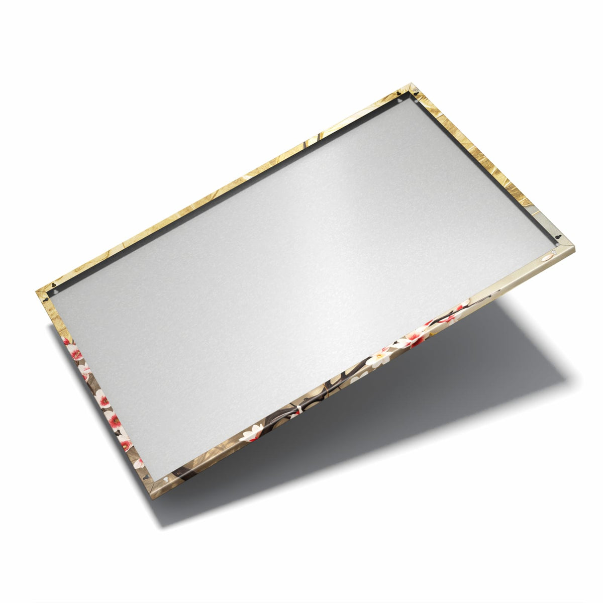 Nur 7 mm – liegt eng an der Wand – Metall Magnettafel - Kranich über Blüten