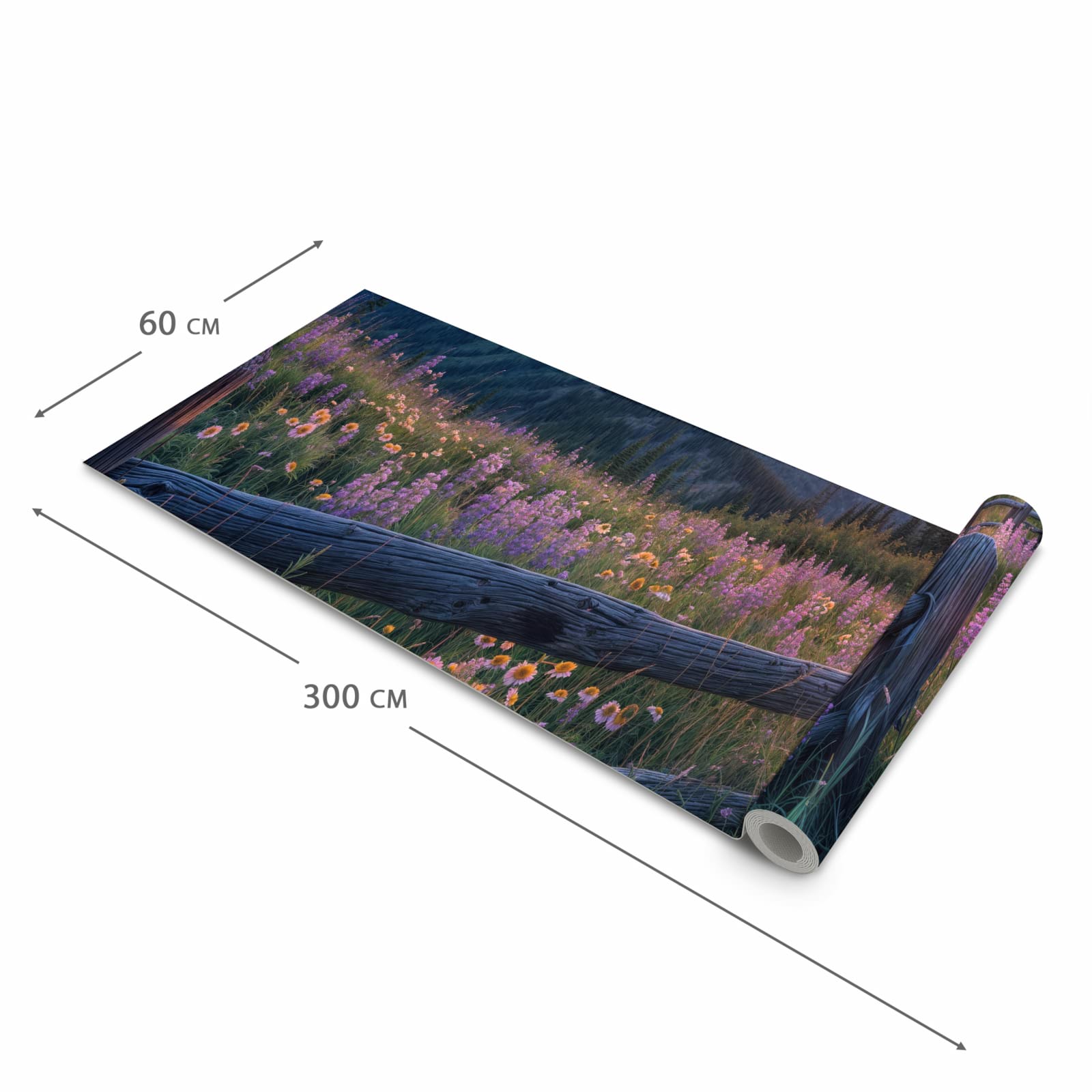 Pflegeleichter waschbarer Küchenläufer mit Motiv Sonnenuntergang Wiese in der Größe 60x90 cm