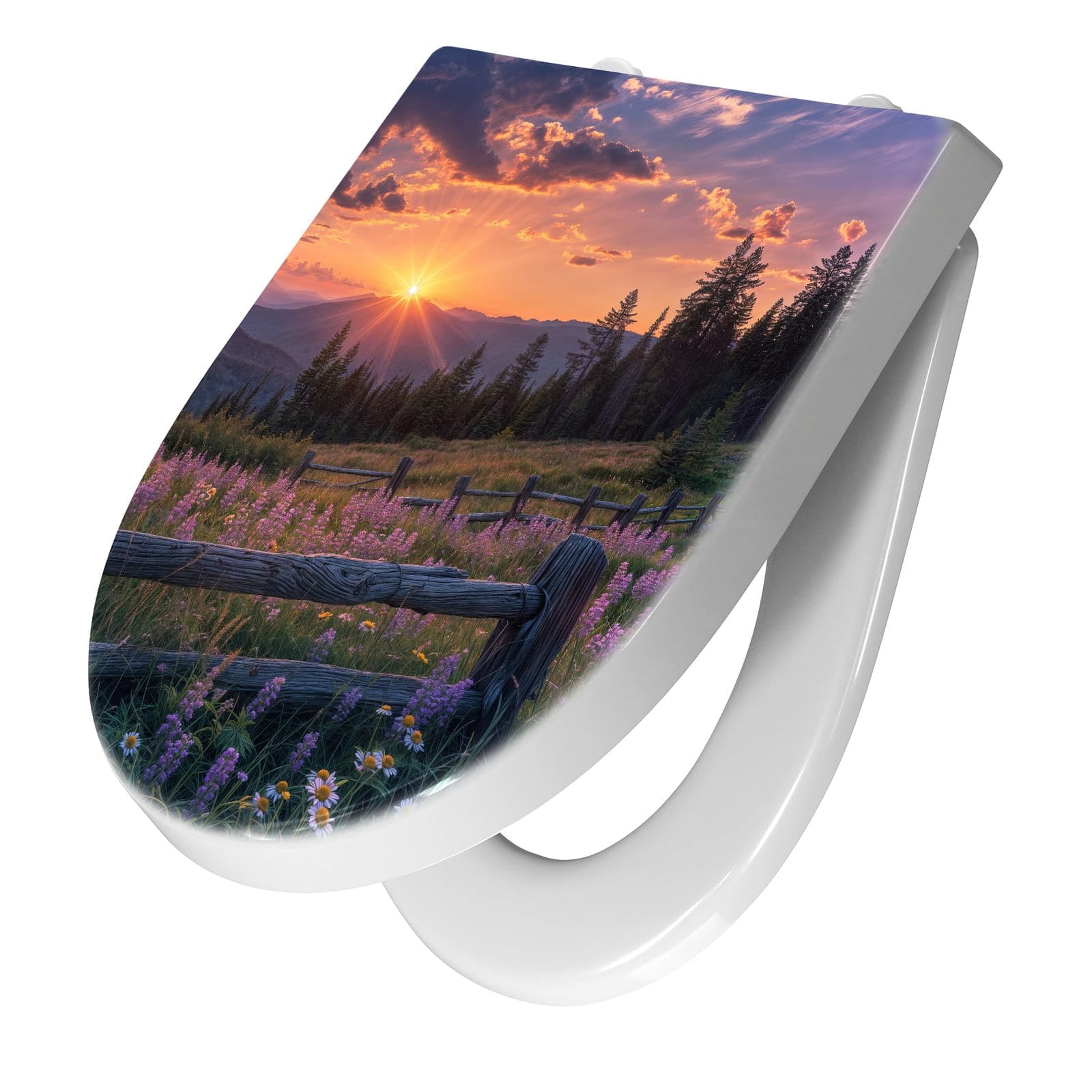 WC-Sitz mit Absenkautomatik Sonnenuntergang Wiese