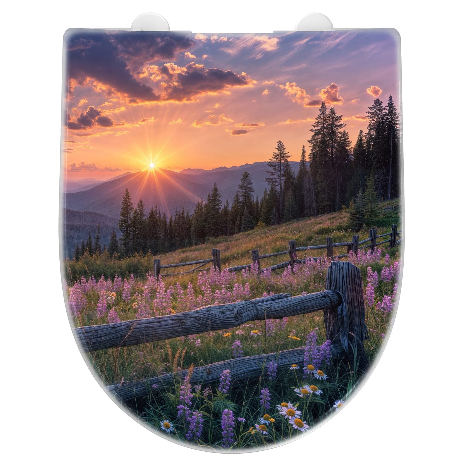 WC-Sitz mit Absenkautomatik Sonnenuntergang Wiese