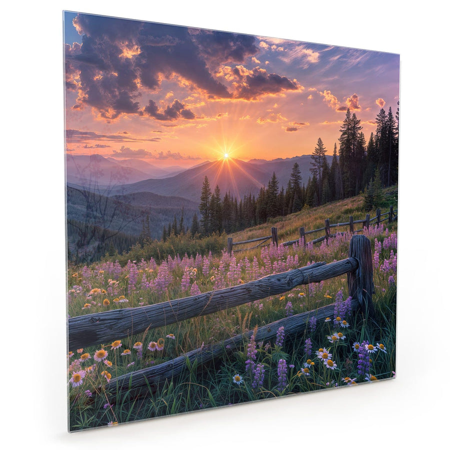 Maße Küchenrückwand Lila Blüten am Zaun aus Glas