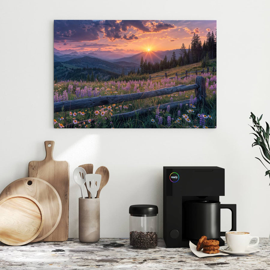 Maße Metall Magnettafel - Lila Blüten am Zaun
