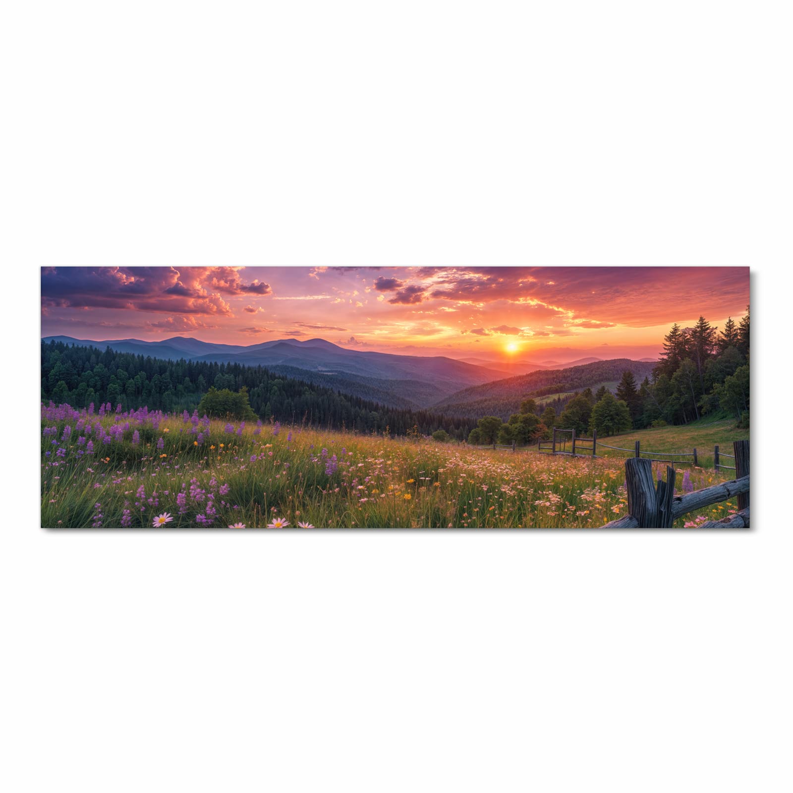 Schmutzabweisender Küchenteppich mit Motiv Wiese von Sonnenuntergang in Frontansicht