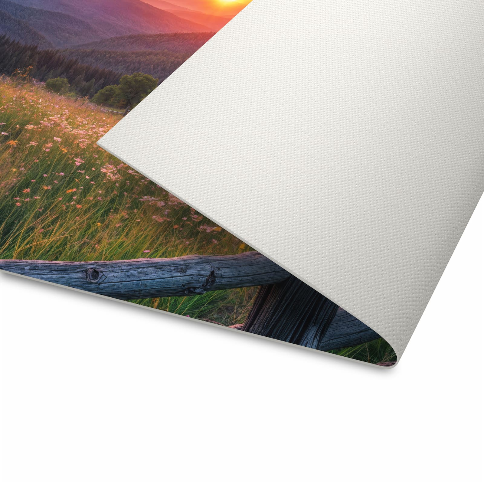 UV-beständiger Küchenläufer mit Motiv Wiese von Sonnenuntergang - waschbar für die Unterseite