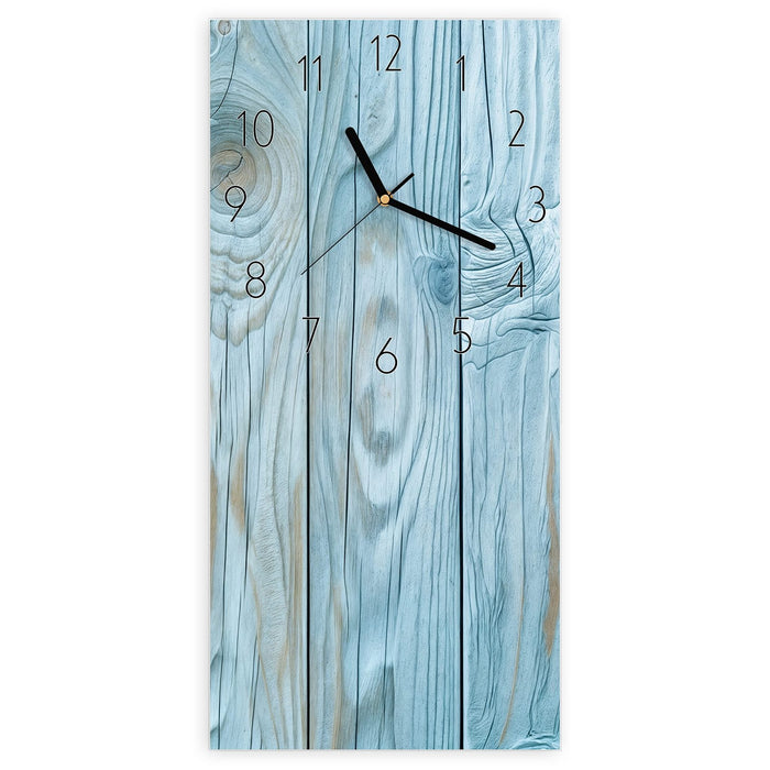 Wanduhr Holzbretterdekor aus Glas – Hochformat 30 × 60 cm mit Ziffernblatt Elegant