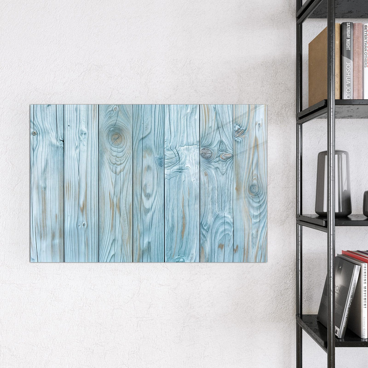 9 Größen – von 30 × 30 bis 120 × 90 cm – Magnettafel - Hellblaue Holzbretter